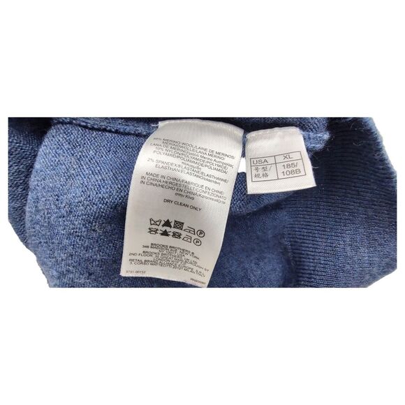 Brooks Brothers Men's sz XL Extra Fine Merino Wool Blue V-Neck Pullover Sweater - Picture 8 of 9